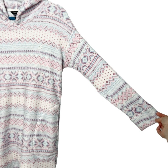 Nautica Plush Fair Isle Print Hooded Cozy Lounge Dress Or Nightgown - Picture 5 of 12